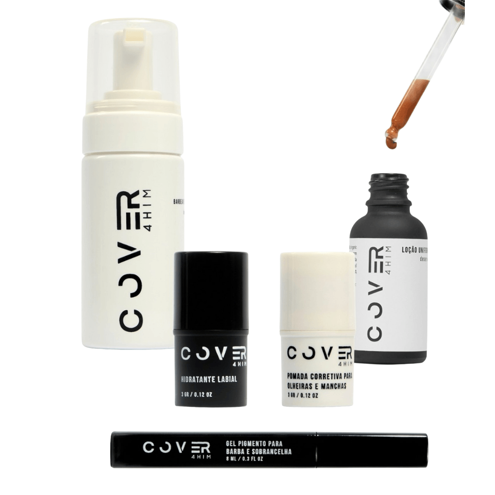 Rotina Completa + Necessaire De Couro Cover4him Cor: Escuro