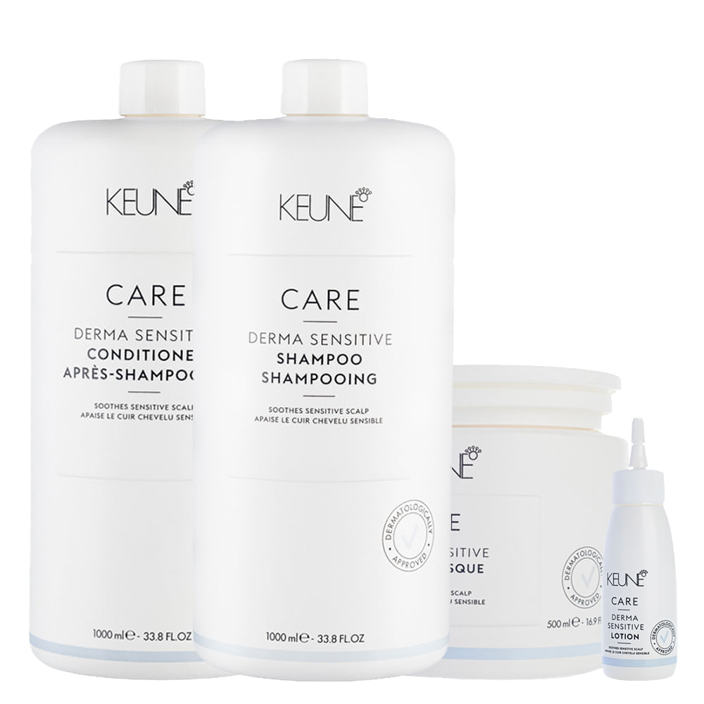 Kit Keune Derma Sensitive Shampoo 1000ml + Condicionador 1000ml + Mascara De Hidratação 500ml + Lotion 75ml