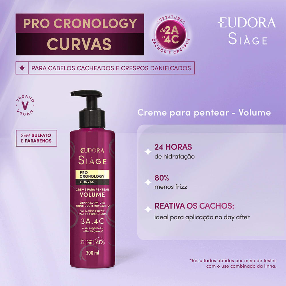 Creme para Pentear Eudora Siàge Pro Cronology Curvas Volume 300ml