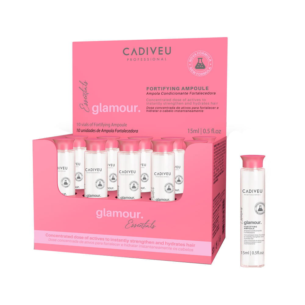 Caixa de Ampola Fortalecedora Cadiveu Essentials Glamour 10 Unidades  15ml