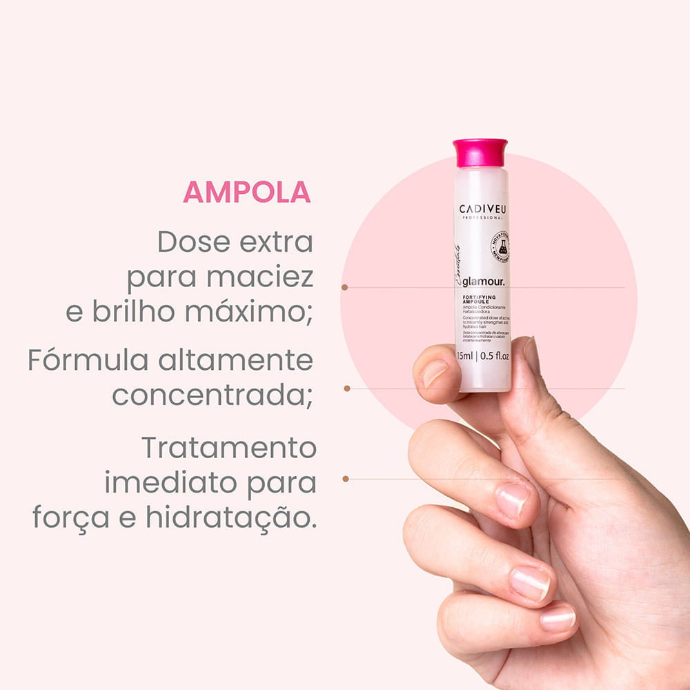 Caixa de Ampola Fortalecedora Cadiveu Essentials Glamour 10 Unidades  15ml