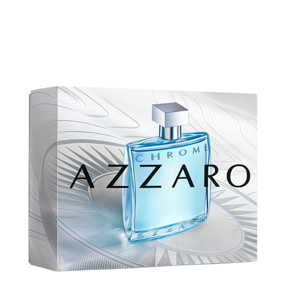 Kit Azzaro Chrome Masculino Eau de Toilette 100ml + Hair & Body Shampoo 75ml + Miniatura 10ml
