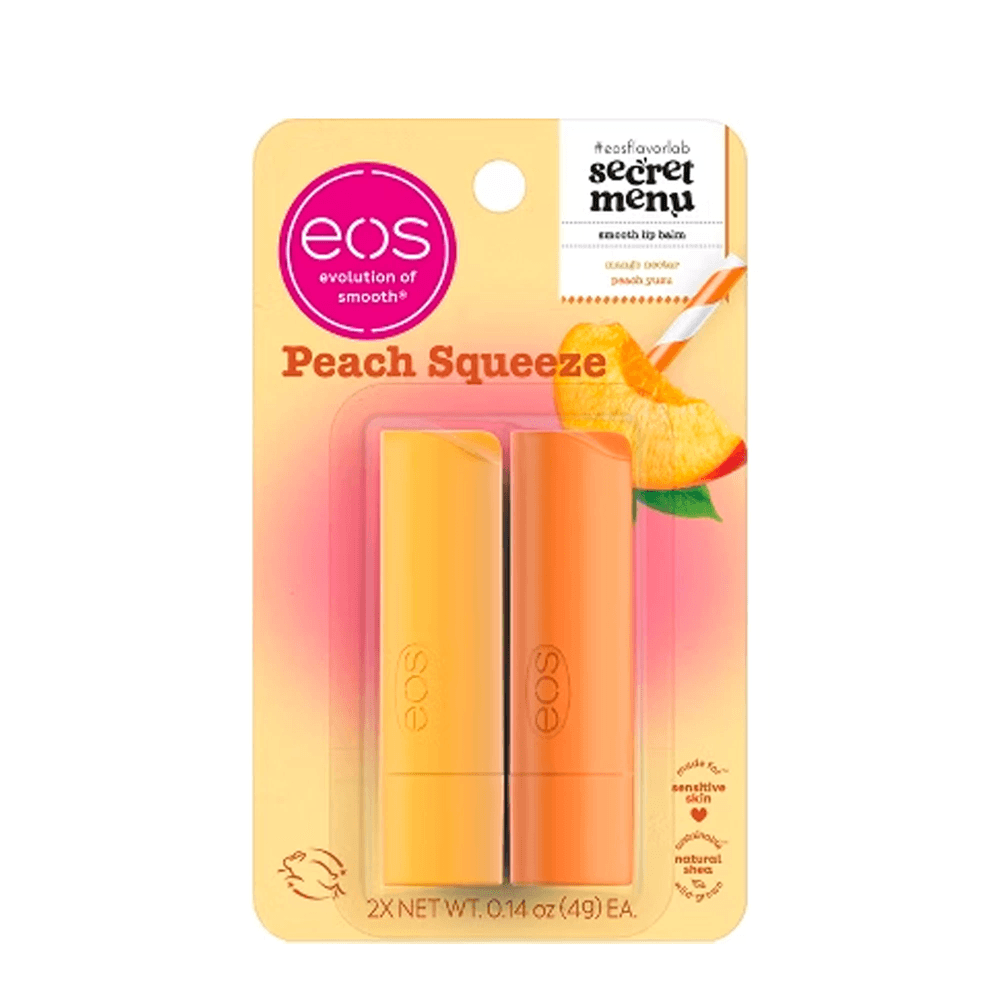 kit 2 Bálsamo Labial Peach Squeeze Lip Balm Stick Eos 8g