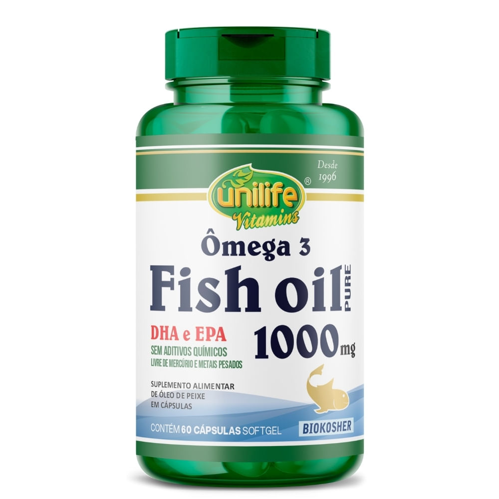 Ômega 3 Fish Oil 60 Cápsulas 1000mg Unilife