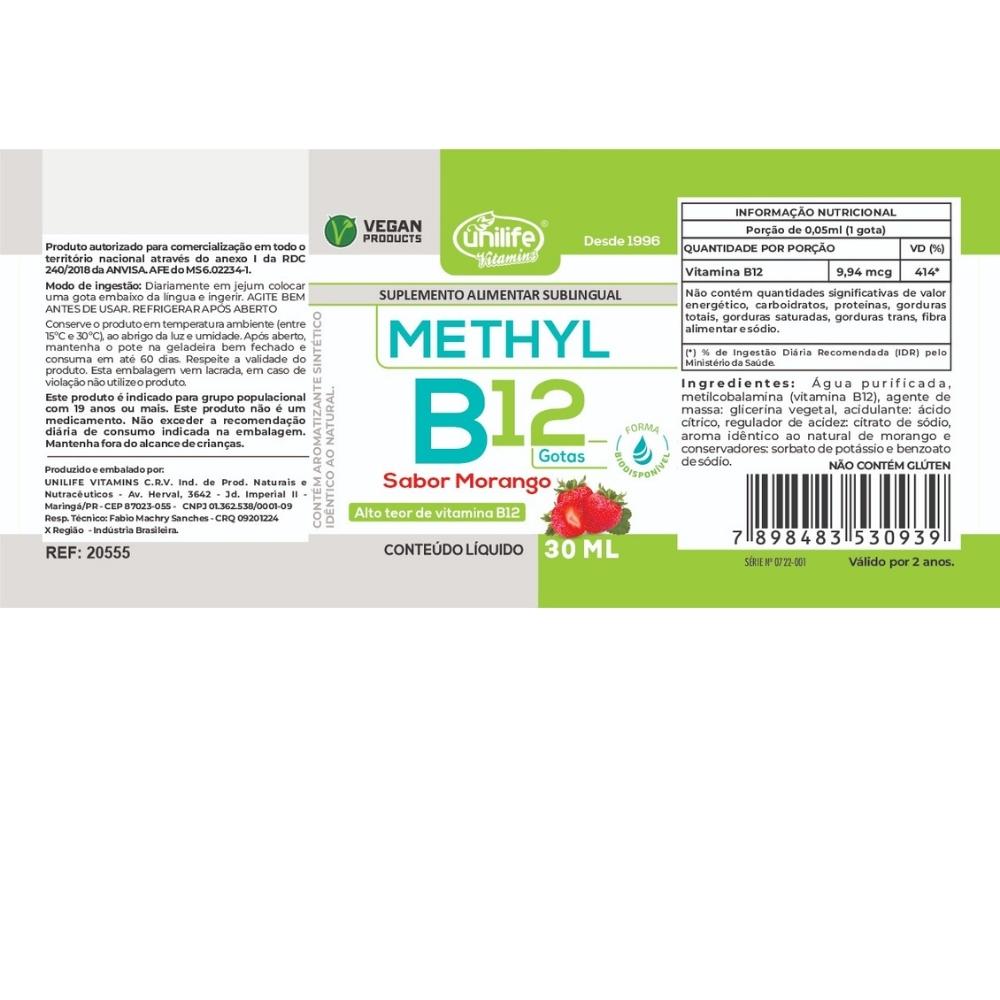 Vitamina B12 Metilcobalamina Unilife 9,94mcg/gota 30ml