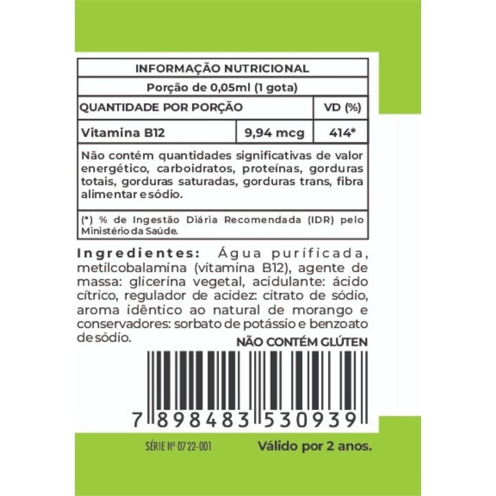 Vitamina B12 Metilcobalamina Unilife 9,94mcg/gota 30ml