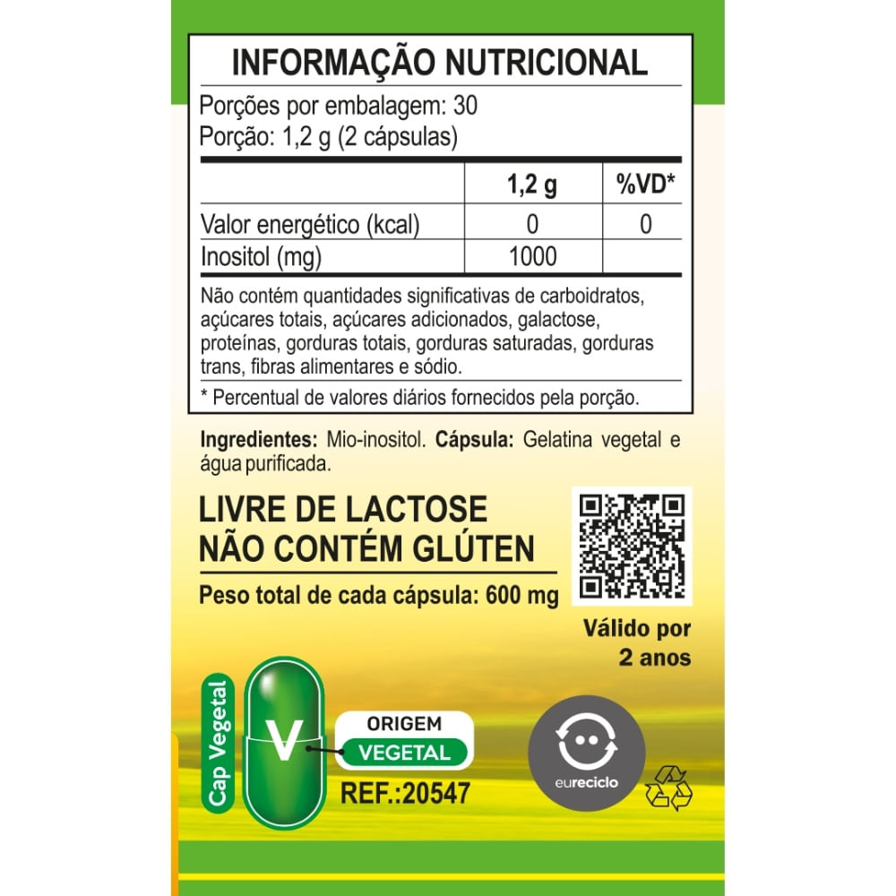 Inositol Unilife 600mg 60 Cápsulas