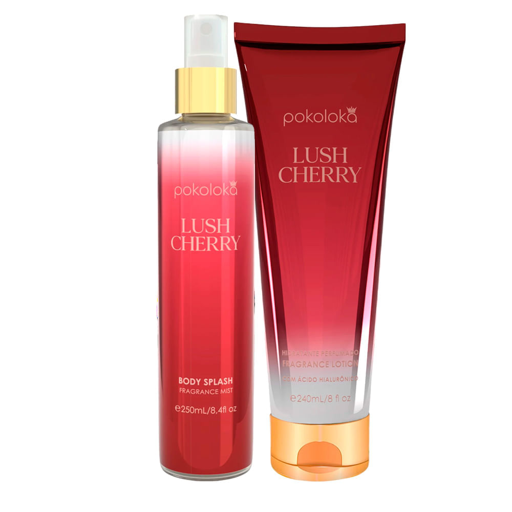 Kit Pokoloka Lush Cherry Body Splash 250ml + Hidratante Perfumado 240ml