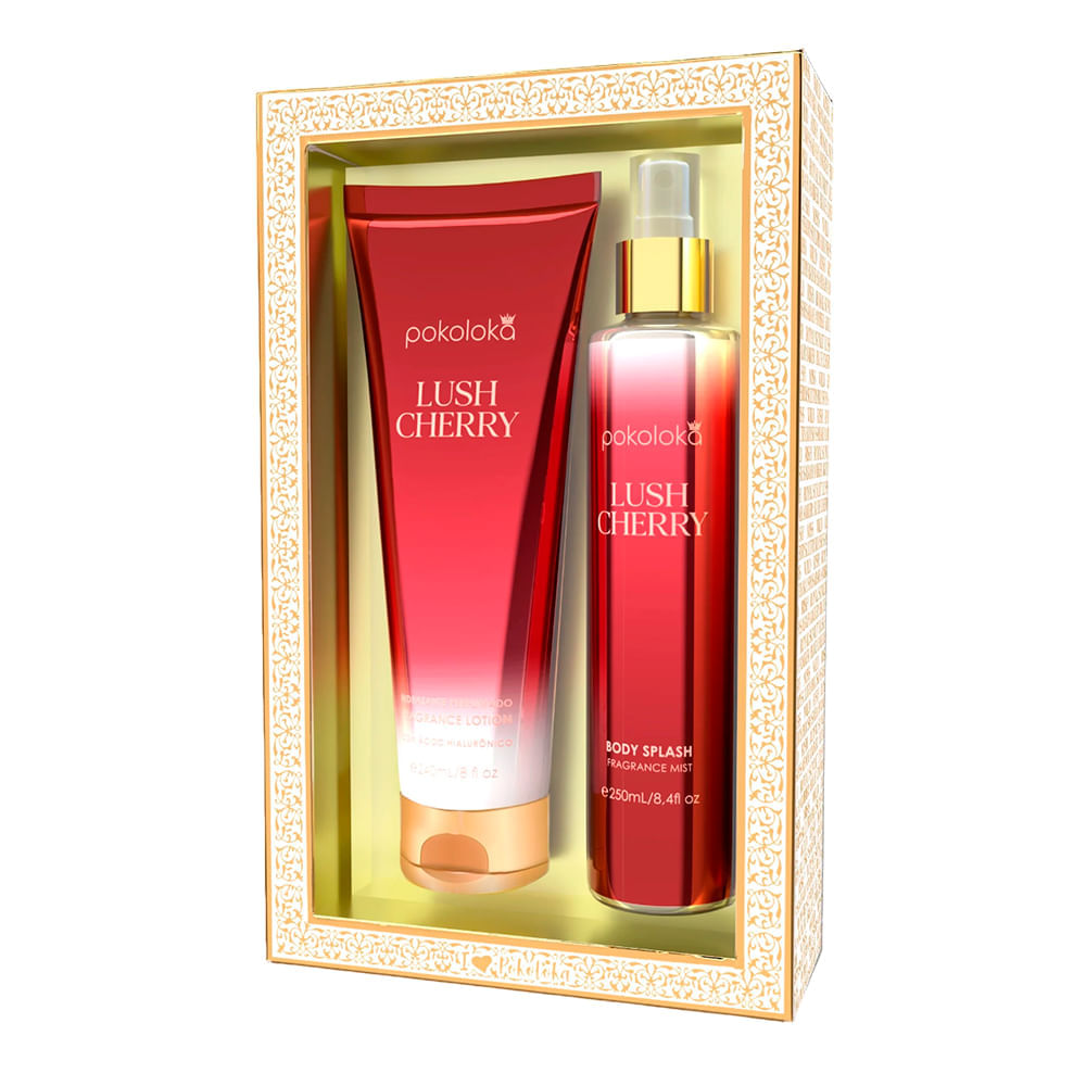 Kit Pokoloka Lush Cherry Body Splash 250ml + Hidratante Perfumado 240ml