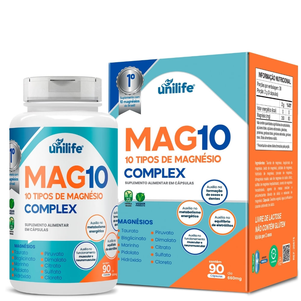 Mag10 Complex 10 Magnésios Unilife 660mg 90 Cápsulas