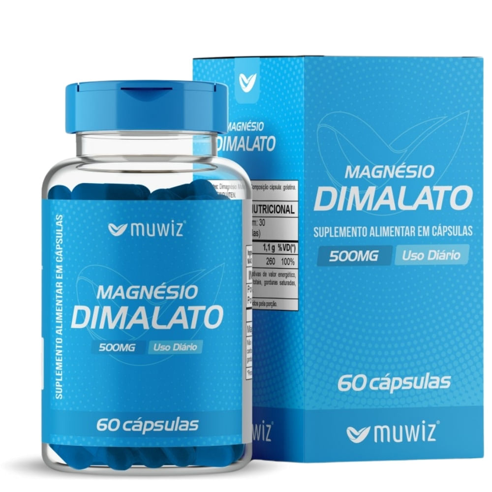 Magnésio Dimalato Muwiz 500mg 60 Cápsulas