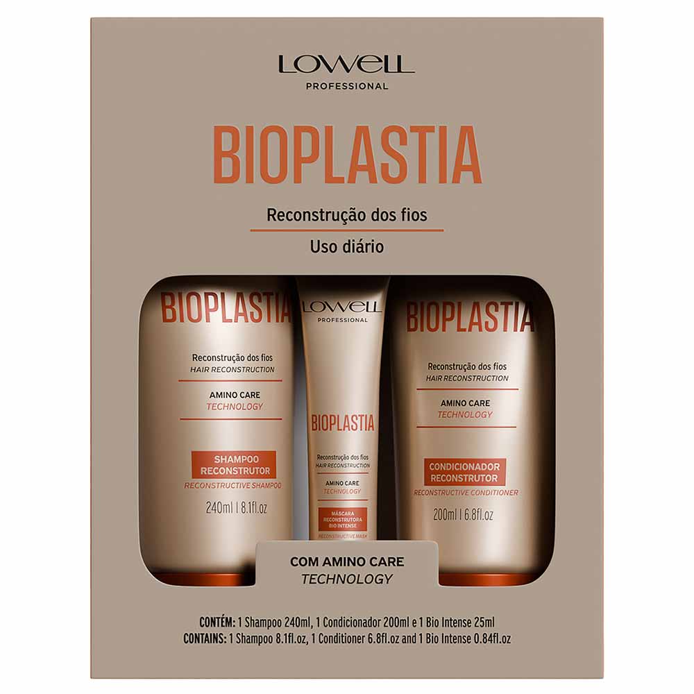 Kit Lowell Bioplastia Reconstrutor Shampoo + Condicionador + Booster