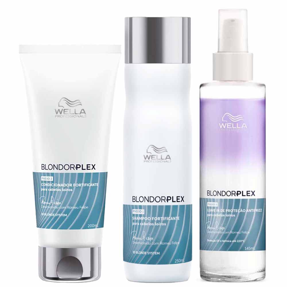 Kit Wella Professionals Blondorplex Shampoo + Condicionador + Leave In