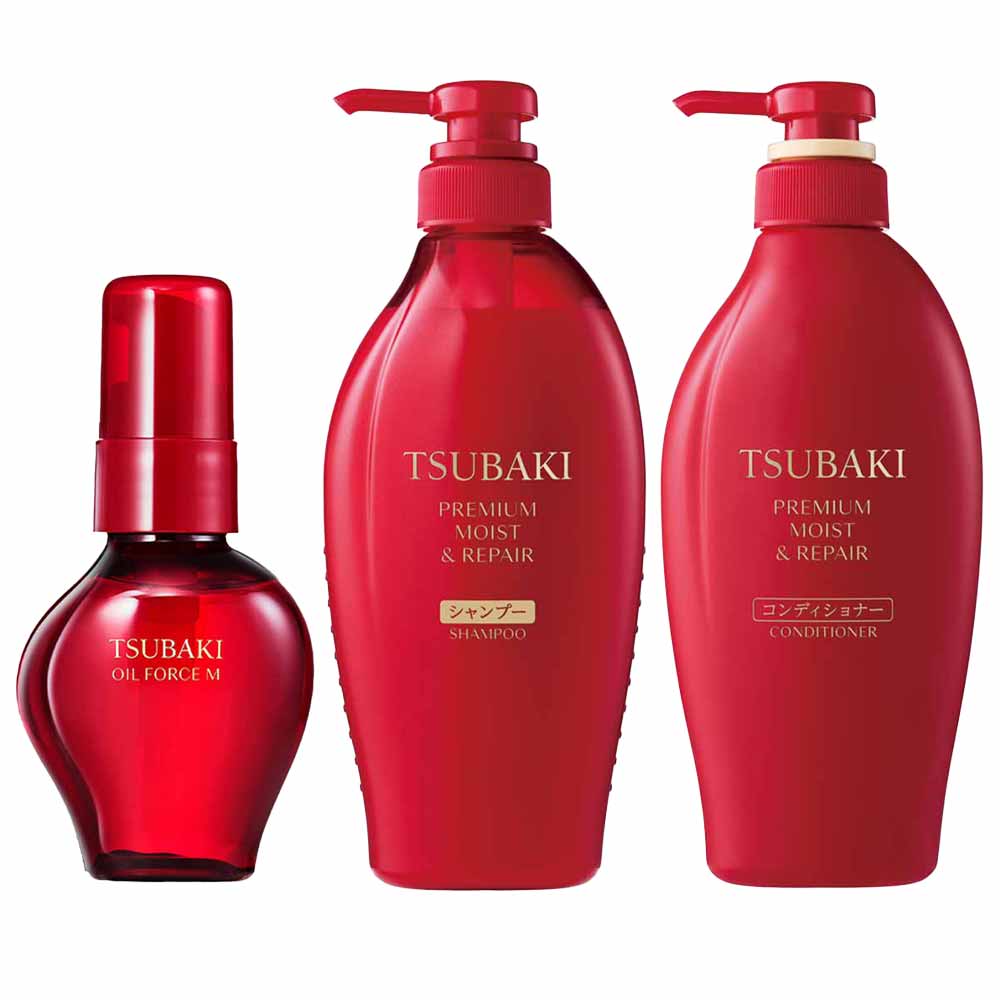 Kit Shampoo + Condicionador + Tratamento + Óleo Capilar Tsubaki Premium Moist And Repair