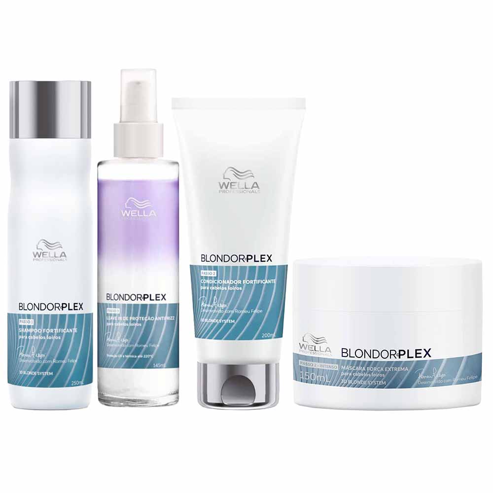 Kit Shampoo + Condicionador + Máscara + Leave In Wella Professionals Blondorplex