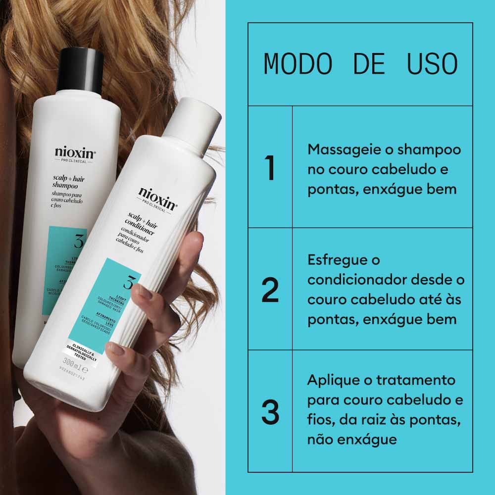 Kit Shampoo + Condicionador + Tratamento Nioxin System 3