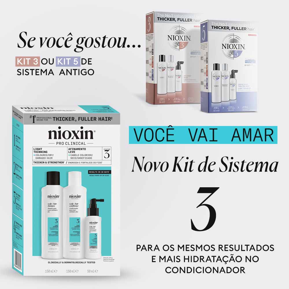 Kit Shampoo + Condicionador + Tratamento Nioxin System 3