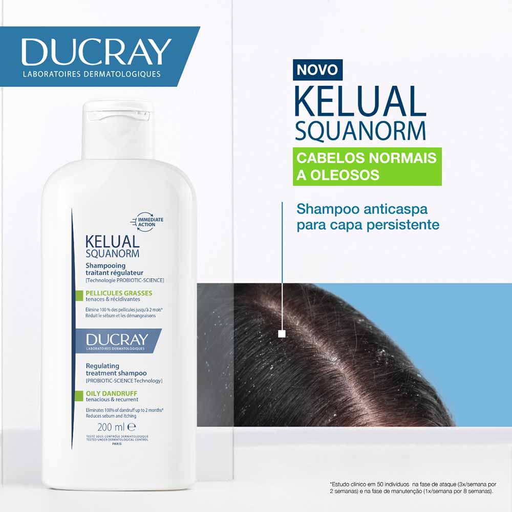 Shampoo Anticaspa para Cabelos Normais a Oleosos Ducray Kelual S Squanorm 200ml