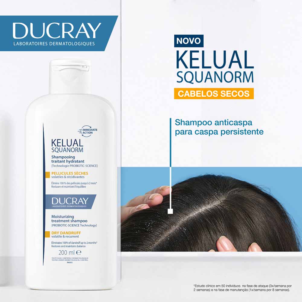 Shampoo Anticaspa para Cabelos Secos Ducray Kelual S Squanorm 200ml