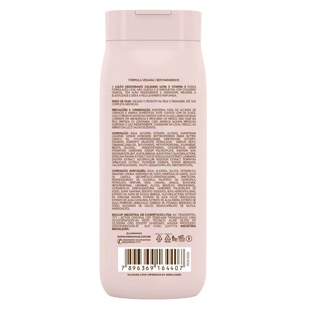 Loção Desodorante Corporal Hidramais Colágeno +  Vitamina E 200ml