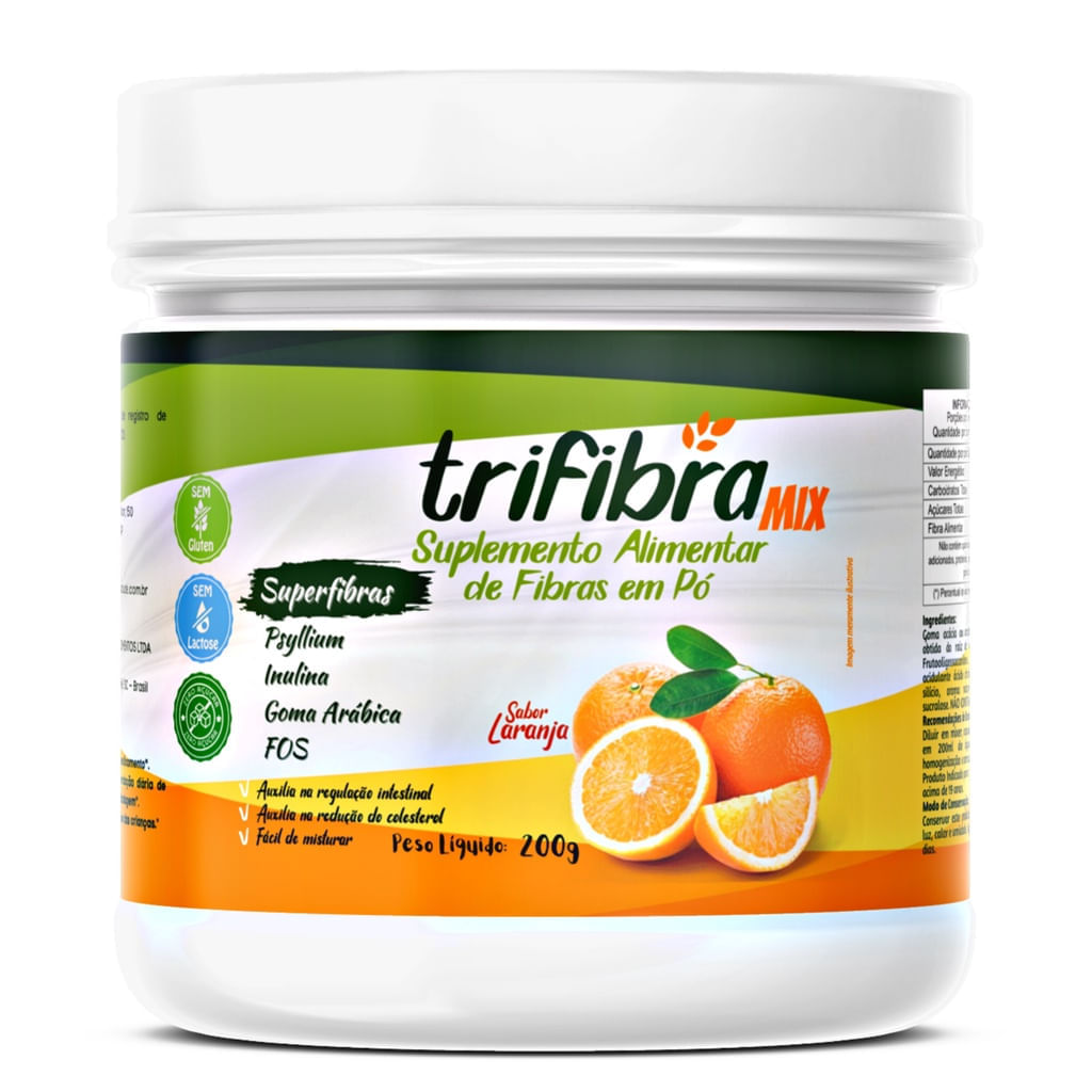 Suplemento Alimentar de Fibras TriFibra 200g Sabor Laranja