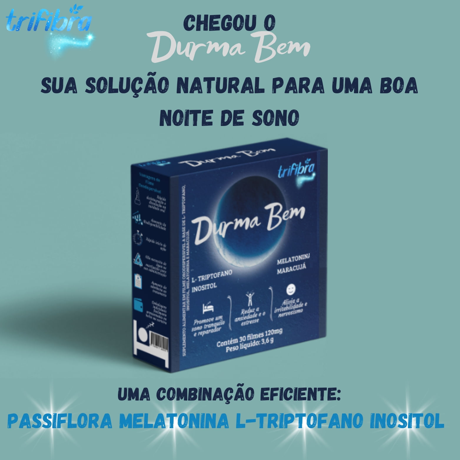 Durma Bem Trifibra com 30 Filmes Orodispersíveis