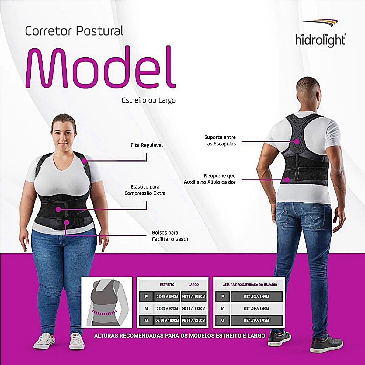 Corretor Postural Model Hidrolight Largo P