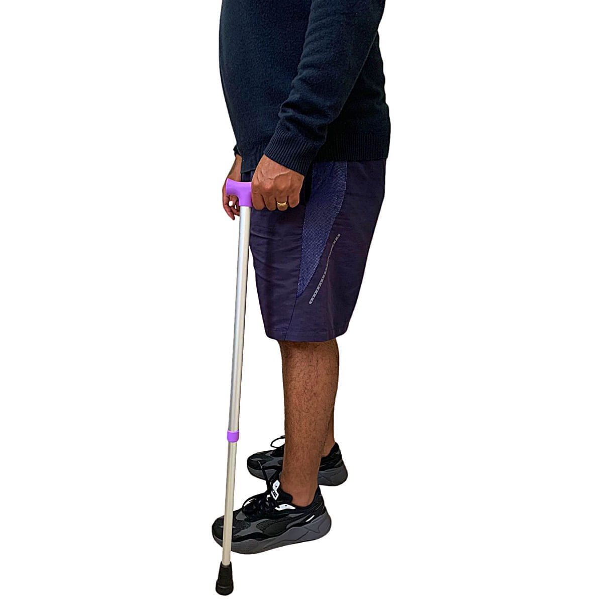 Bengala Tipo T Alumínio Regulável Reforçada 130kg Lilás Alo