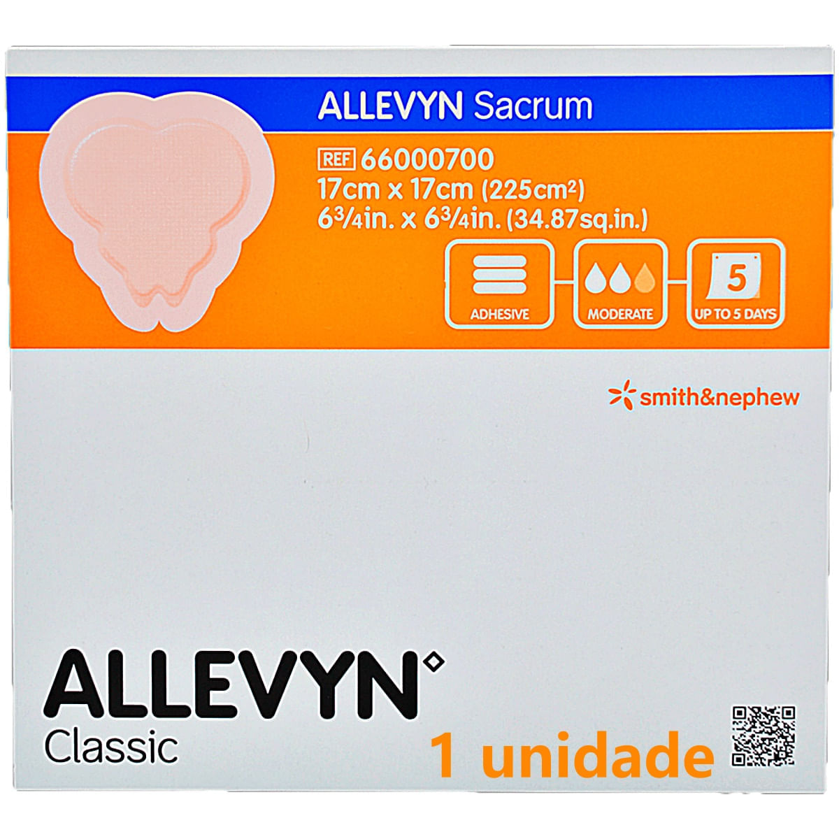 Curativo Sacrum Espuma Hidrocelular +Silicone 17x17cm Allevyn unidade