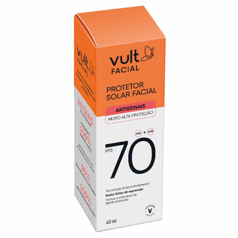 Protetor Solar Facial Vult Antissinais FPS 70 40ml