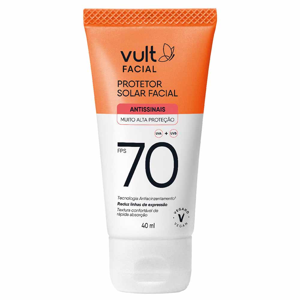 Protetor Solar Facial Vult Antissinais FPS 70 40ml