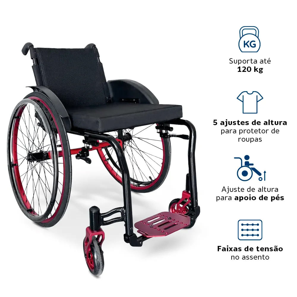 Cadeira de Rodas  Monobloco em Alumínio M2 Max Moving Tam 42 Dellamed