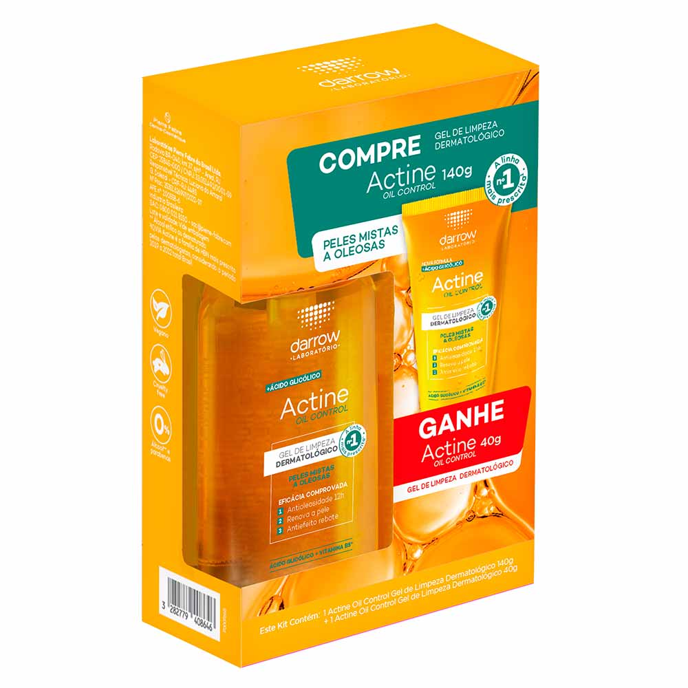 Kit Actine Gel De Limpeza Actine Oil Control 140g + Gel De Limpeza Actine Oil Control 40g  Darrow
