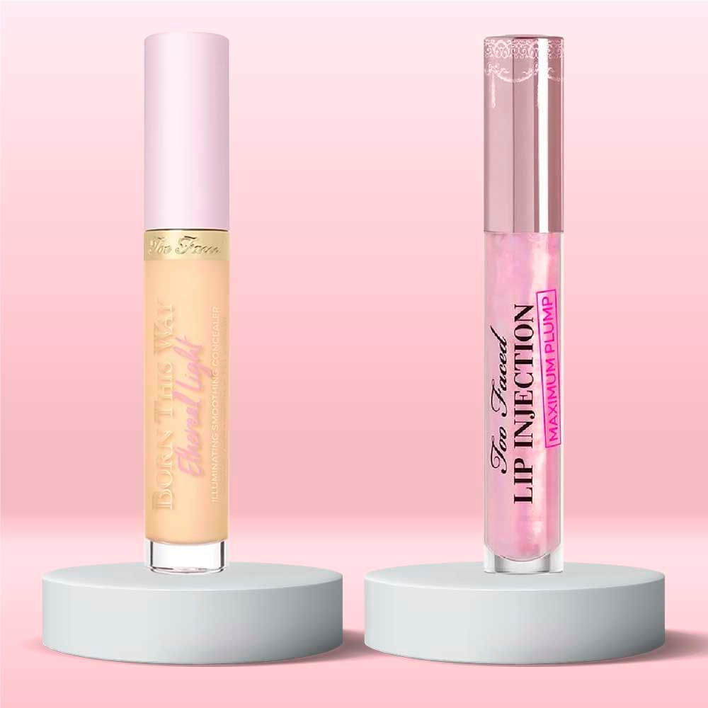 Kit Too Faced Corretivo Born This Way Butter Croissant + Gloss Lip Injection Maximum Plump Clear