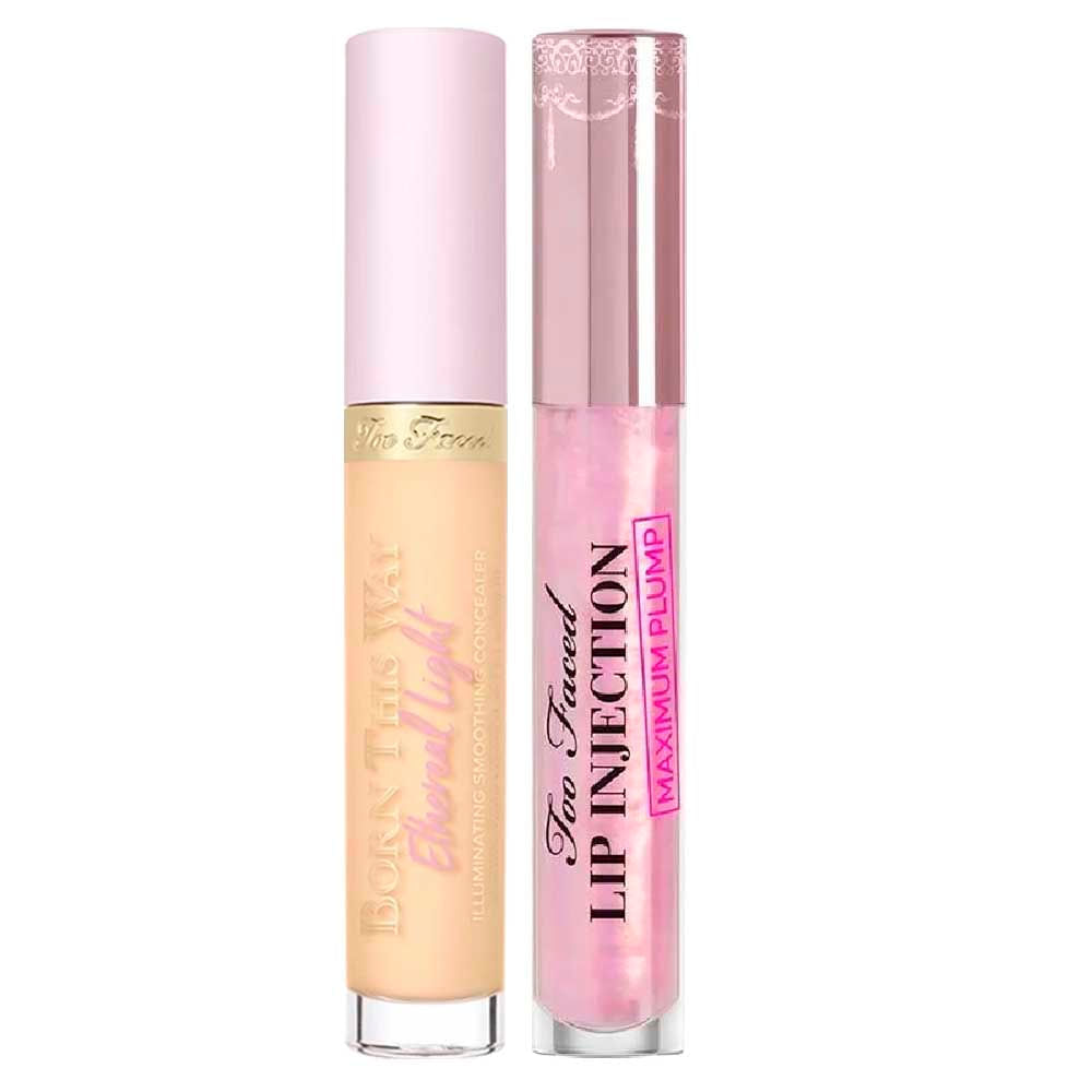Kit Too Faced Corretivo Born This Way Butter Croissant + Gloss Lip Injection Maximum Plump Clear