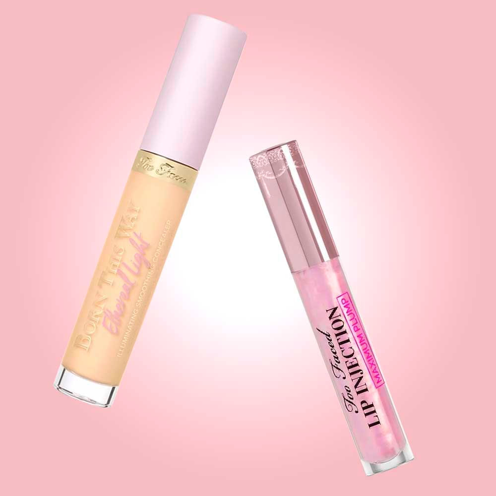 Kit Too Faced Corretivo Born This Way Butter Croissant + Gloss Lip Injection Maximum Plump Clear