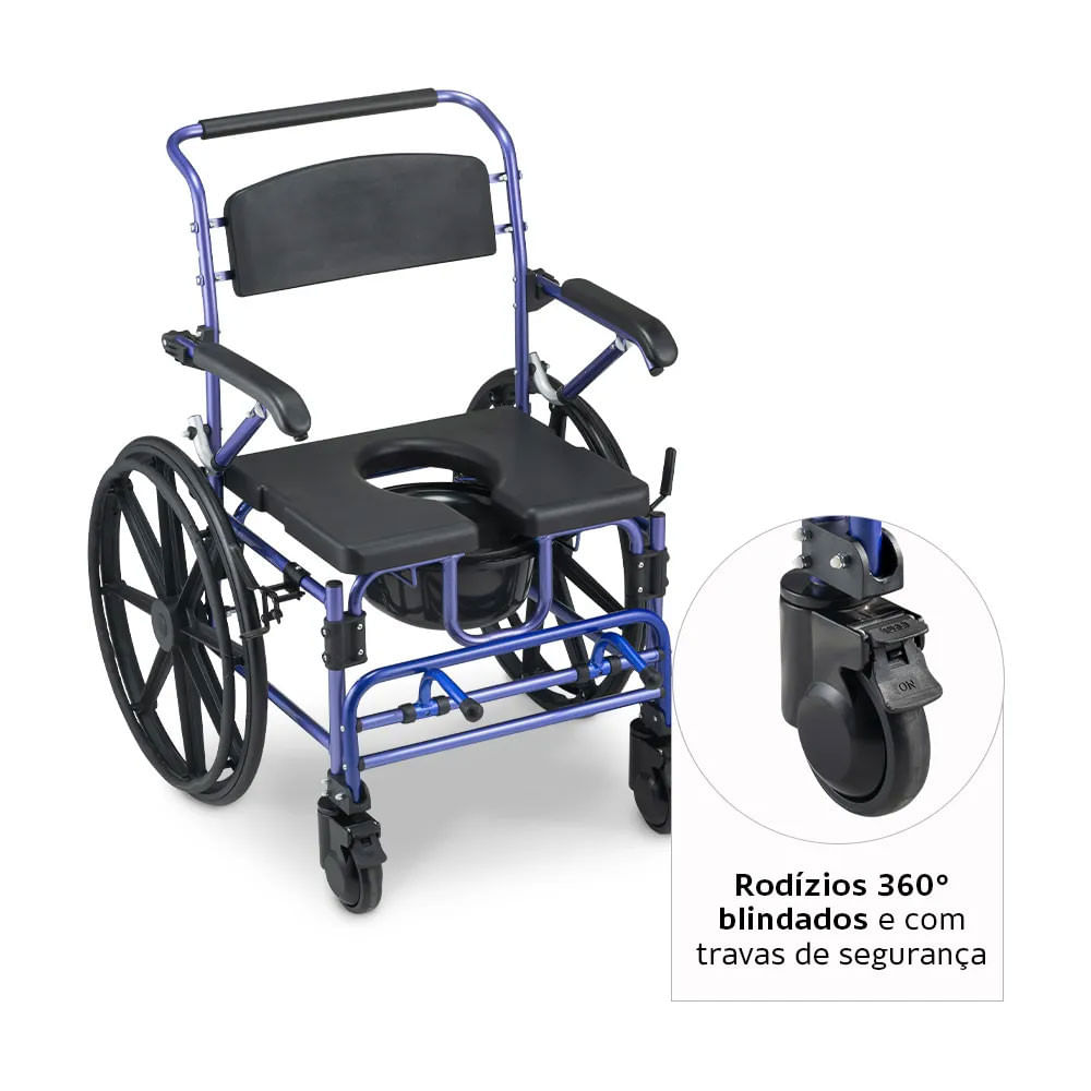 Cadeira de Banho D70 em Alumínio até 200 kg Assento 51cm Dellamed