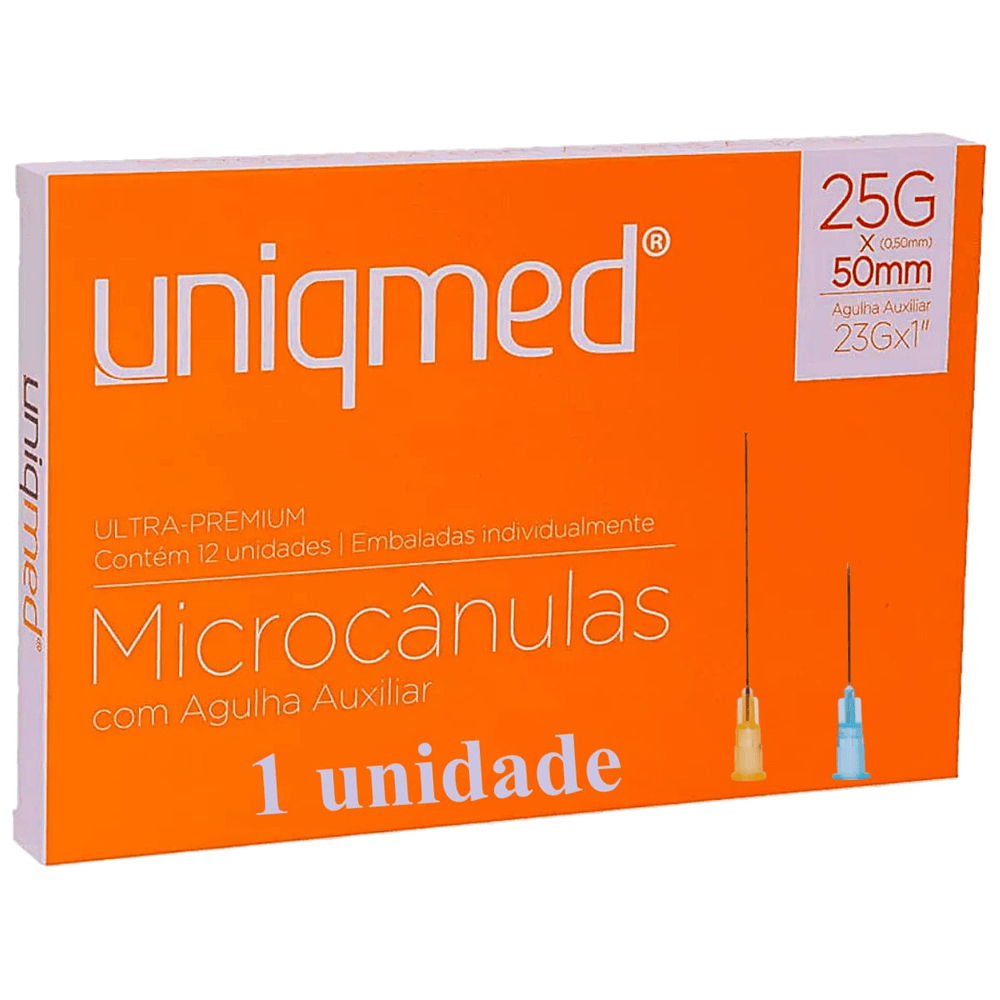 Microcânula Ultra Premium 25Gx50mm Agulha Auxiliar 23Gx1 unidade