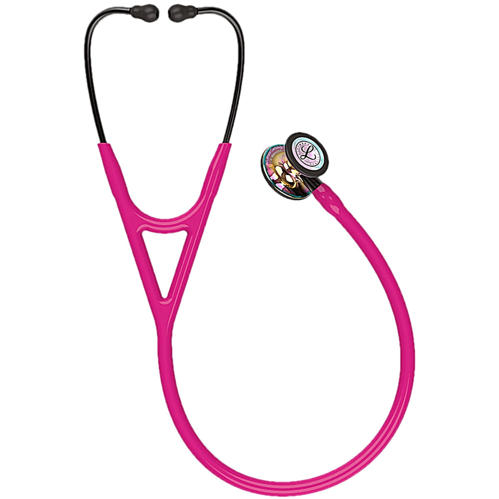 Estetoscópio Cardiology Iv Littmann Framboesa Com Rainbow Alto Polimento E Conector Preto 6241