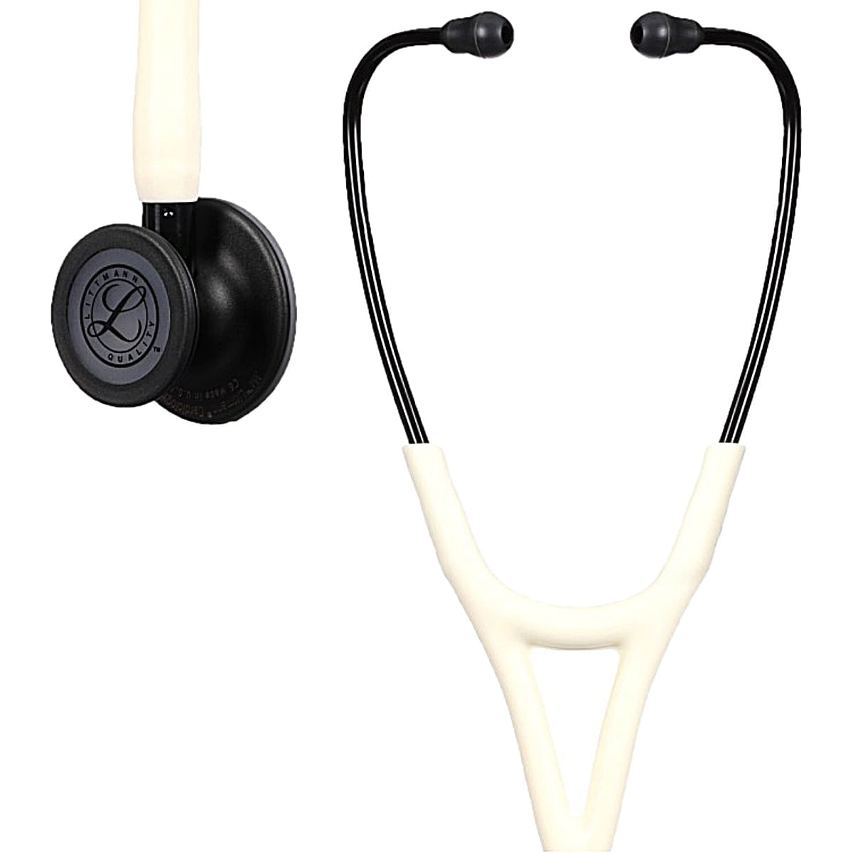 Estetoscópio Cardiology IV Littmann Branco Alabastro Cetim com Preto Fosco 6186C