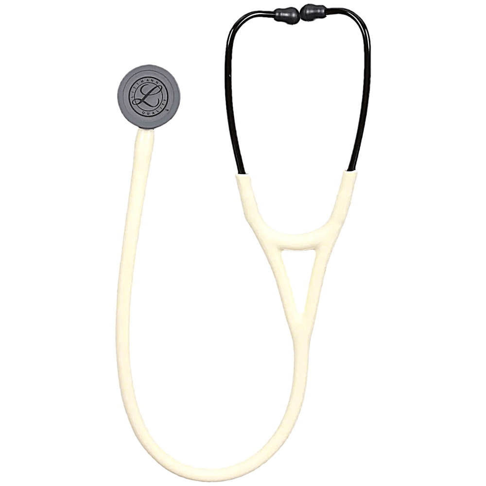 Estetoscópio Cardiology Iv Littmann Branco Alabastro Cetim Com Preto Fosco 6186c