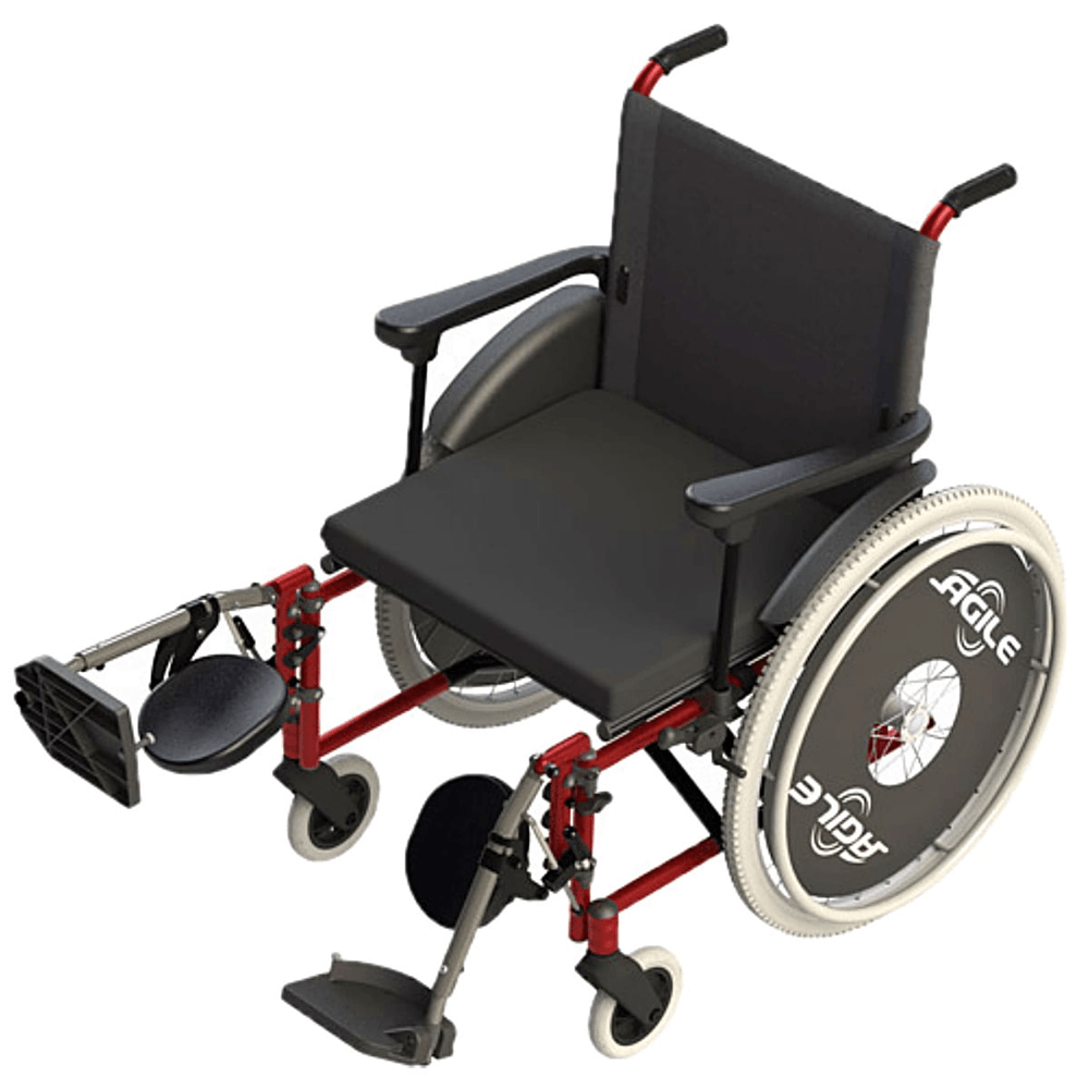 Cadeira de Rodas Agile com Elevação de Pernas Vermelha 44cm Jaguaribe