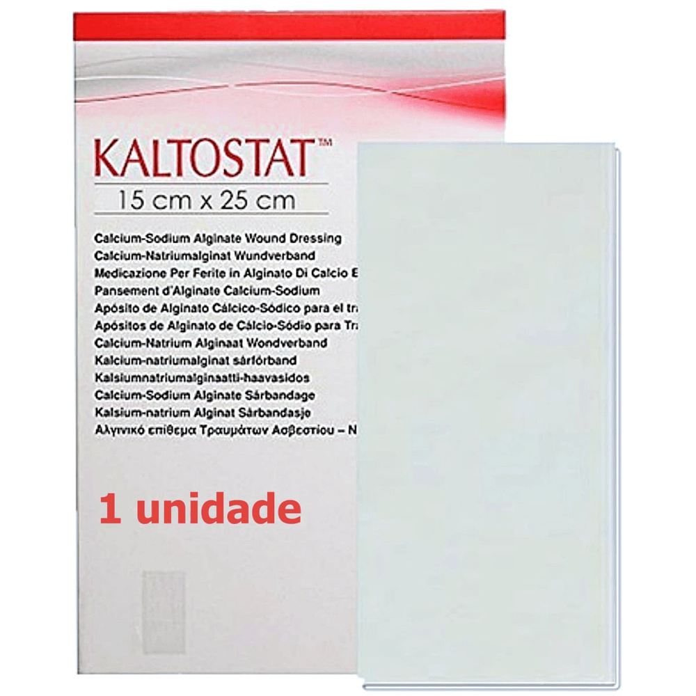 Curativo De Alginato De Cálcio E Sódio Kaltostat 15x25cm Unidade