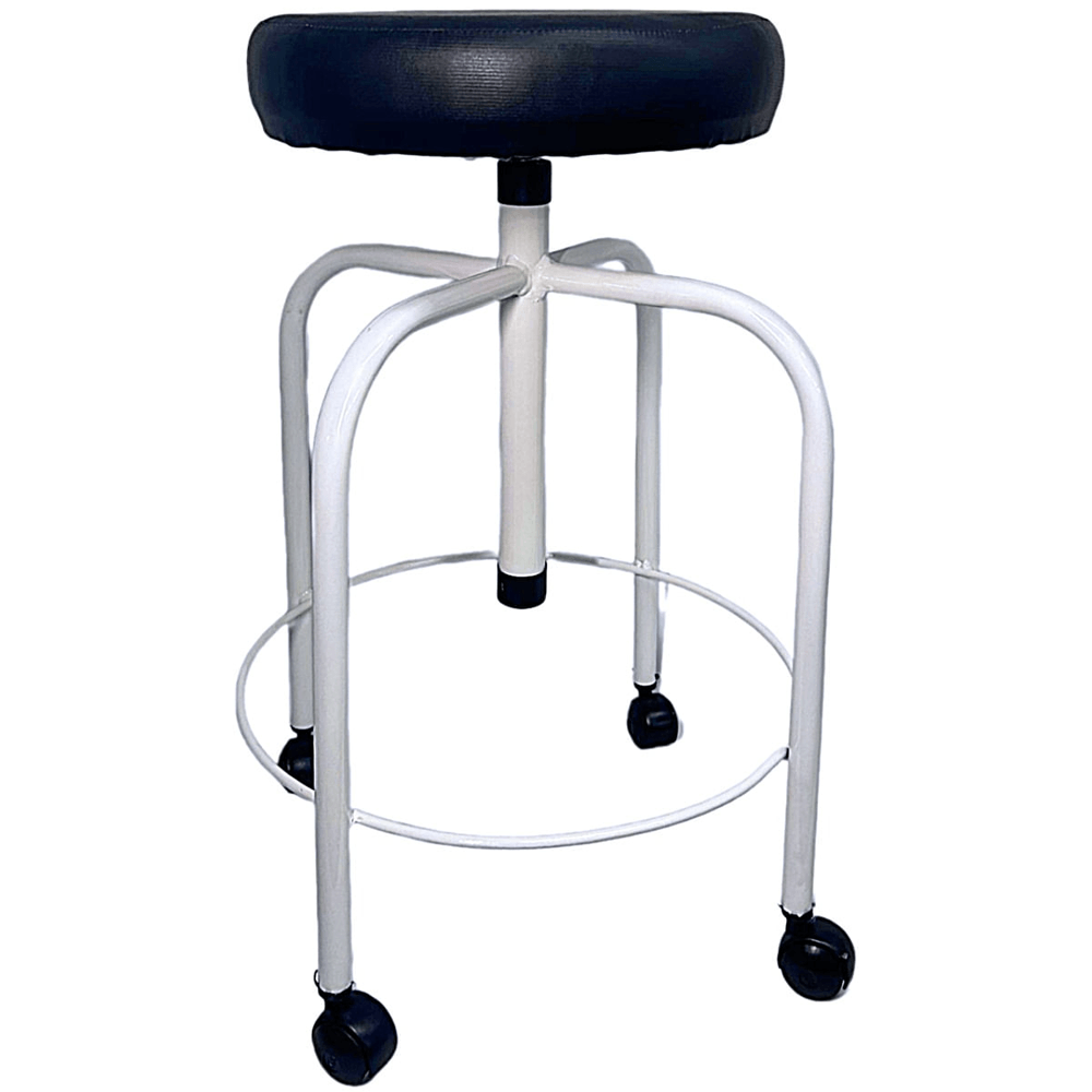 Mocho Giratório Estofado Multiuso Com Rodas Preto Reforçado