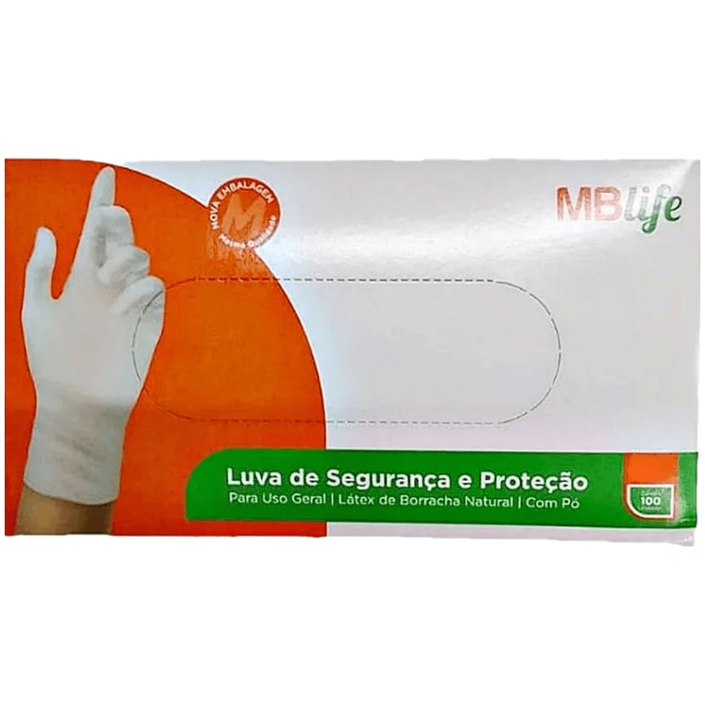 Luva De Latex Com Pó Mblife Tam Pp Caixa Com 100 Luvas