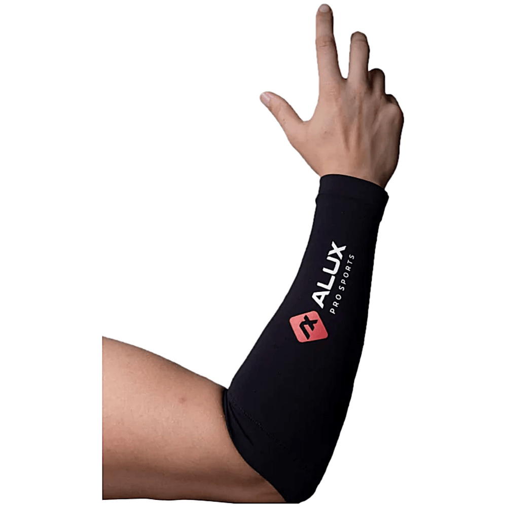 Manguito Para Antebraço Compressão Média E Proteção Solar Alux Curto Preto M Par