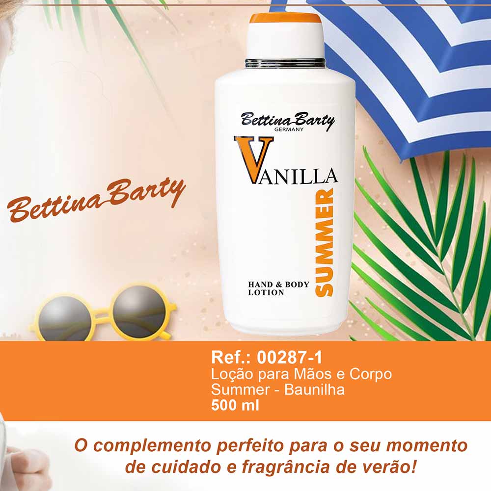 Loção Hidratante para Mãos e Corpo Bettina Barty Summer Baunilha 500ml