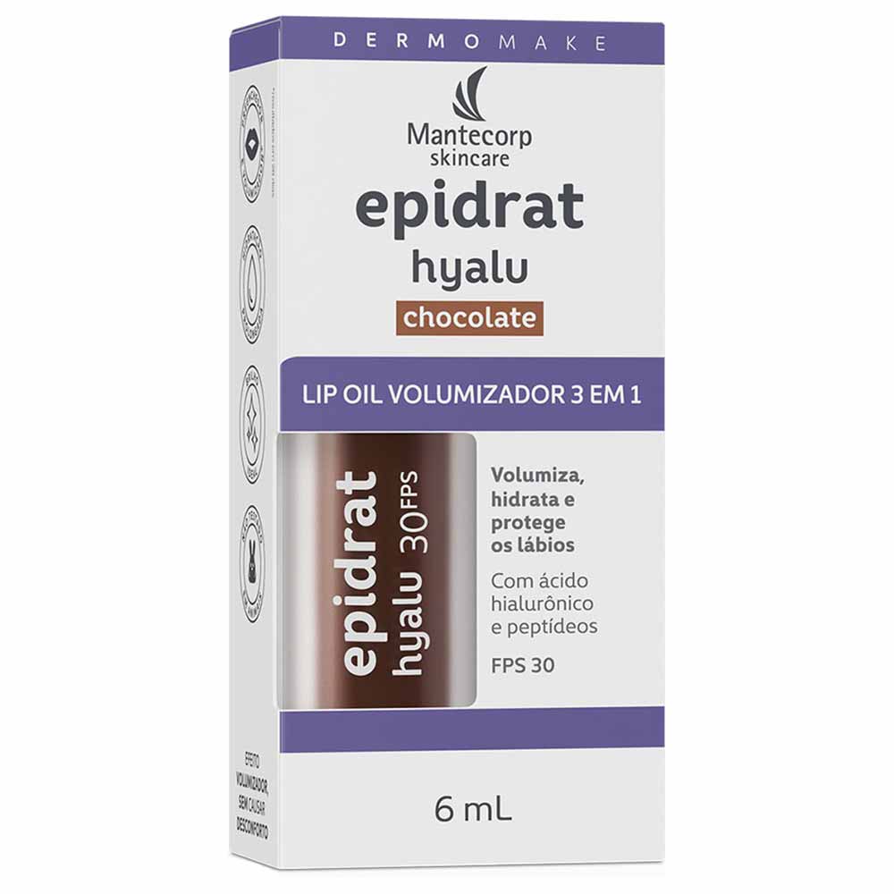 Hidratante Labial Volumizador Epidrat Hyalu Lip Oil FPS30 Mantecorp Skincare 6ml Cor Chocolate