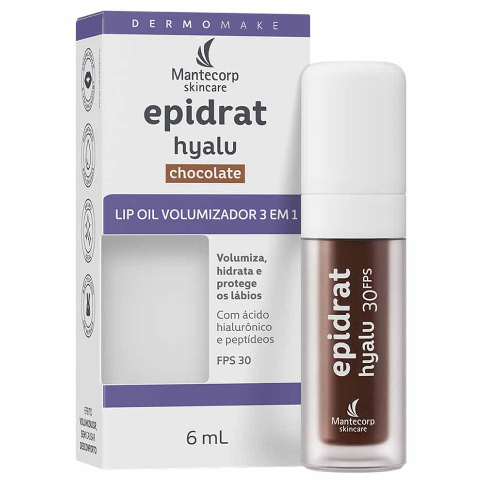 Hidratante Labial Volumizador Epidrat Hyalu Lip Oil FPS30 Mantecorp Skincare 6ml Cor Chocolate