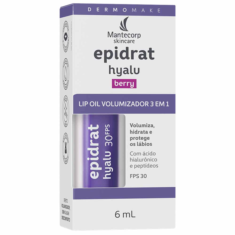 Hidratante Labial Volumizador Epidrat Hyalu Lip Oil FPS30 Mantecorp Skincare 6ml Cor Berry